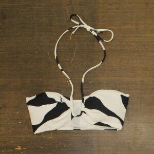 Vince Camuto Womens Halter Bandeau Bikini Swim Top V1D083 Black / Whte L